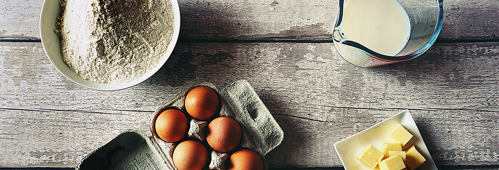 A simple picture of eggs, flour, butter, and milk - just some of the simple ingredients used by Java Been